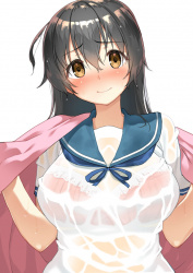 【二次】突然の雨でブラジャーが透けちゃってる甘酸っぱいエロ画像まとめの画像