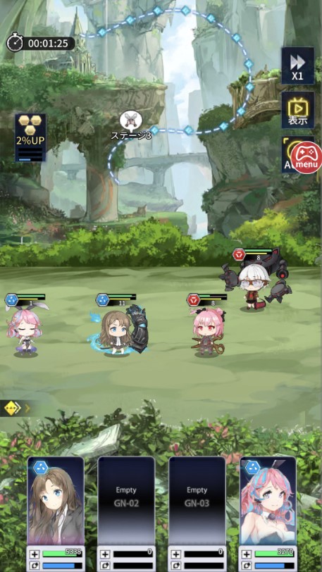 百姫聖光のオートバトル画面