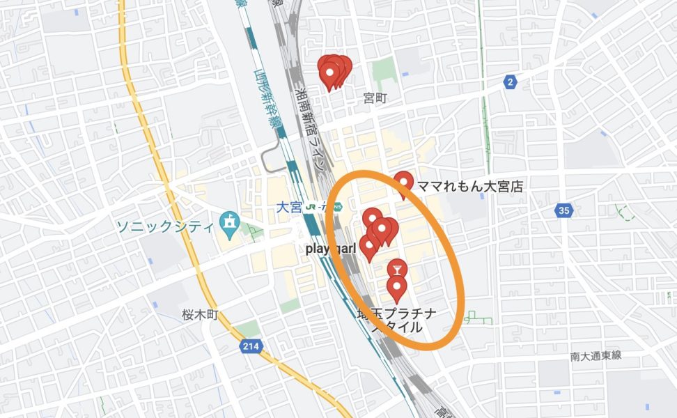 大宮周辺のピンサロ店の場所1